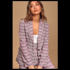 Lulu's Born to Rule Purple Plaid Blazer